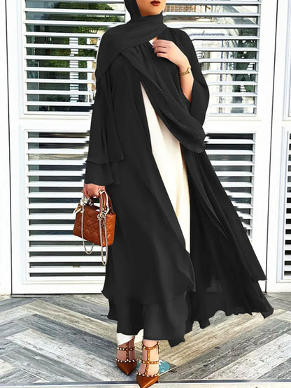 Dubaï Chiffon Kaftan Robe Longue Abaya Ouverte