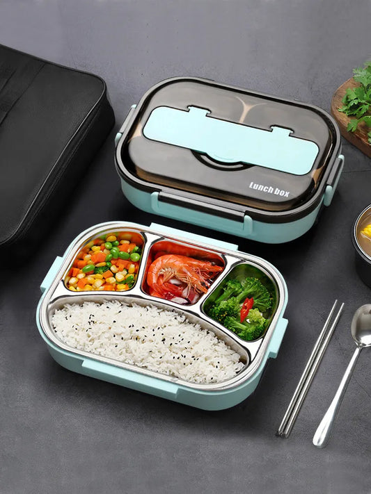 4-Compartment Thermal Lunch Box in Stainless Steel