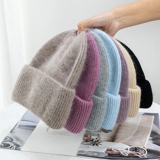 Thick Knitted Rabbit Hair Hats