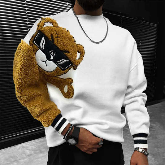 Sweat à Capuche Homme Ours en Peluche