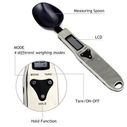 Digital kitchen scale with measuring spoon