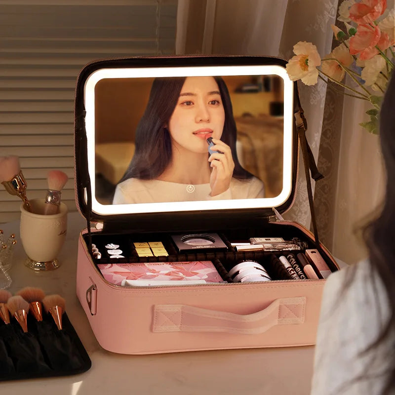 Smart Cosmetic Bag with LED Mirror