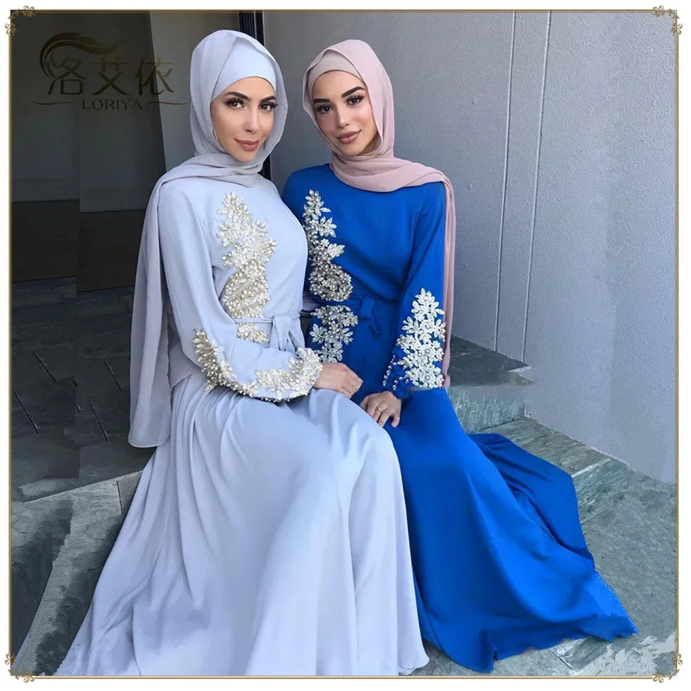 Abaya brodée pour femmes avec perles