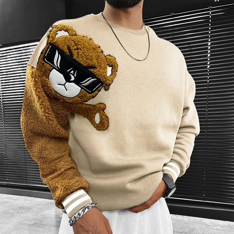 Sweat à Capuche Homme Ours en Peluche