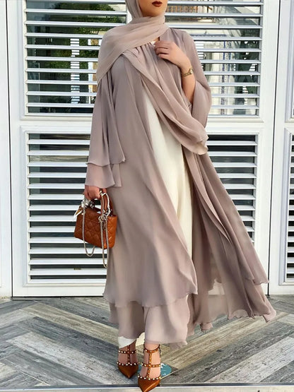 Dubaï Chiffon Kaftan Robe Longue Abaya Ouverte