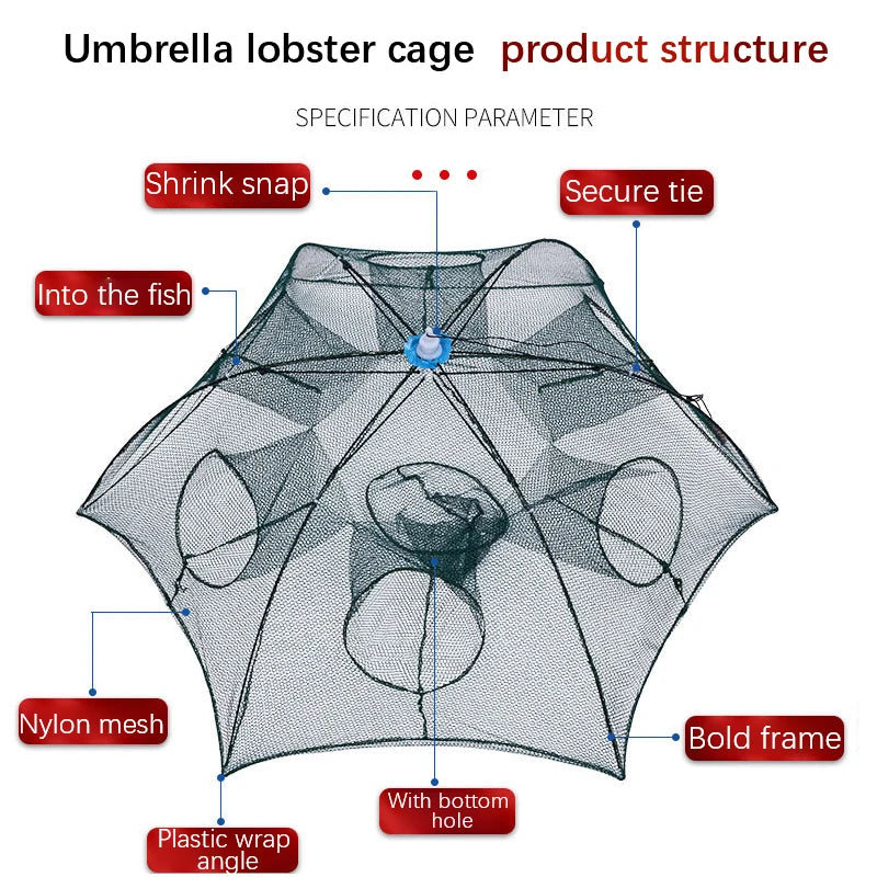 Reinforced Automatic Fishing Net with 4-6 Holes