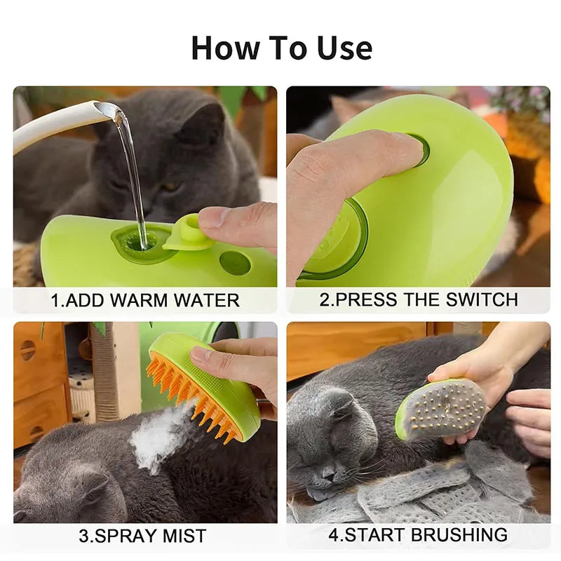 Brosse à Vapeur Électrique pour Chats 3 en 1,