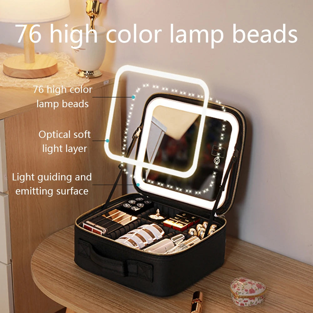 Smart Cosmetic Bag with LED Mirror