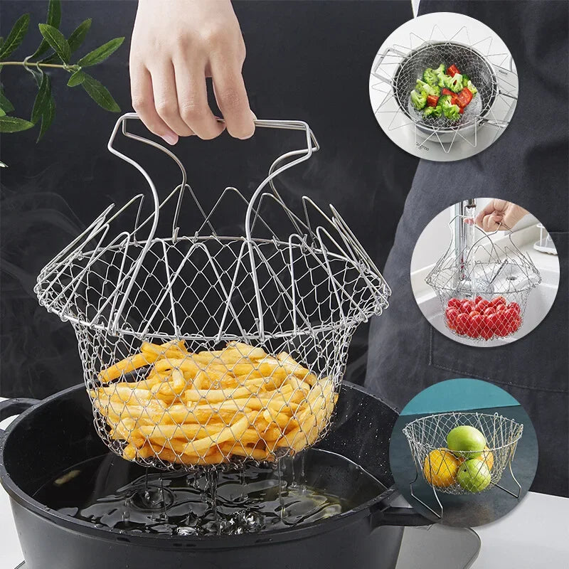 Panier de Cuisson Pliable en Acier Inoxydable