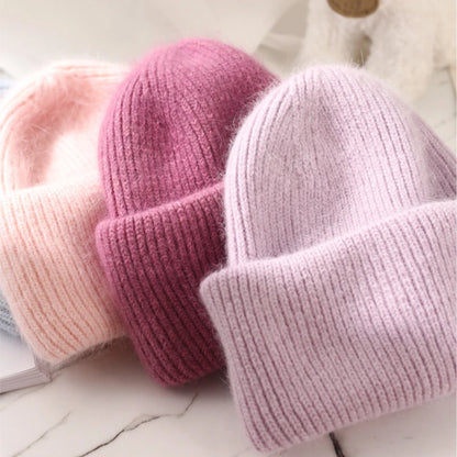 Thick Knitted Rabbit Hair Hats