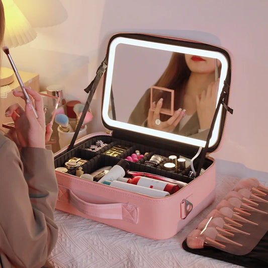 Smart Cosmetic Bag with LED Mirror